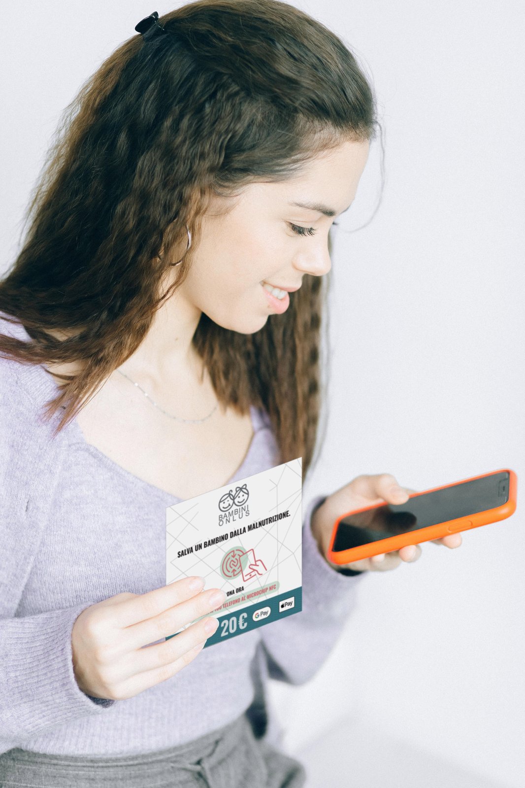 Cartoncino donazione 20€ con NFC contactless